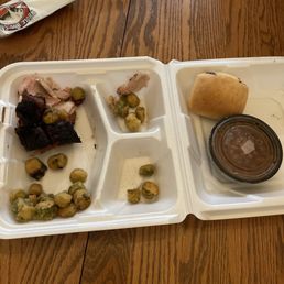 Two meat plate was ordered and these are the portion sizes I received. Burnt ends and pork loin. Two meat plate was ordered and these are the portion sizes I received. Burnt ends and pork loin.
