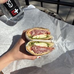Pesto proscuitto and mozzarella