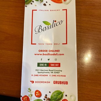 Basilico - Menu - Delis Near Me - Fredericksburg, Virginia