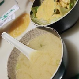 Miso soup and salad Miso soup and salad