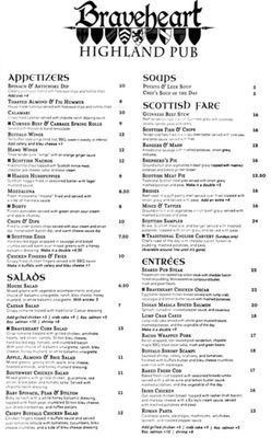 Menu photo 5 Braveheart Highland Pub Hellertown, PA