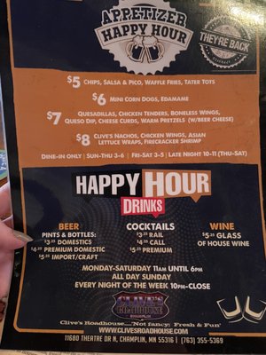 Menu photo 4 Clive's Roadhouse Champlin, MN