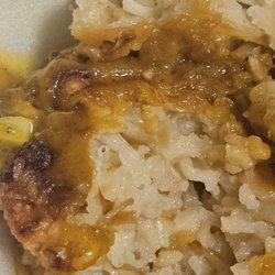 Chuck's Chinese & American Food - This is what they call Shrimp Egg Foo Young......not an egg in sight..it a rice patty with shrimp. Awful.