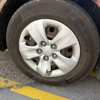Moorpark Express Wash - Mangled hubcap after going into the wheel rails of their car wash with a smashed hubcap that they refuse to take responsibility for. - Car Wash Near Me - Moorpark, California
