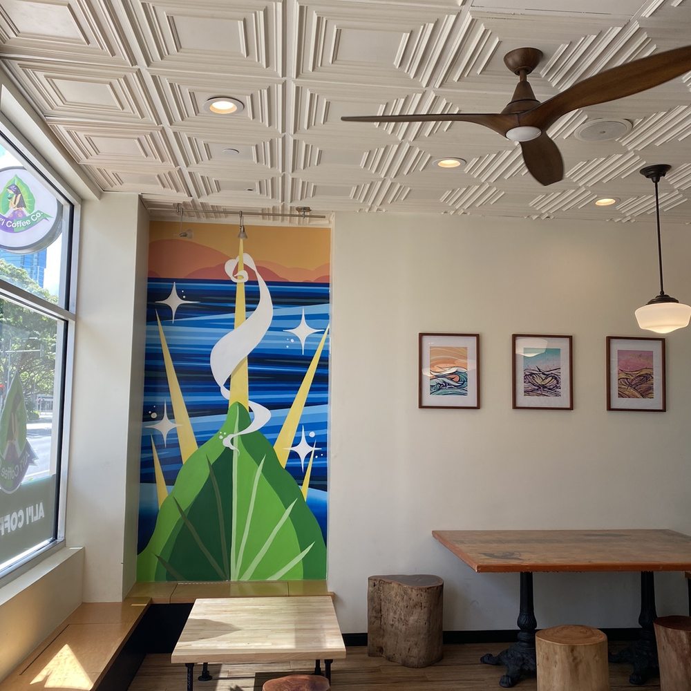 Ali’i Coffee - Pretty wall murals and seating area with outlets - Coffee & Tea Near Me - Honolulu, Hawaii Ali’i Coffee - Pretty wall murals and seating area with outlets - Coffee & Tea Near Me - Honolulu, Hawaii