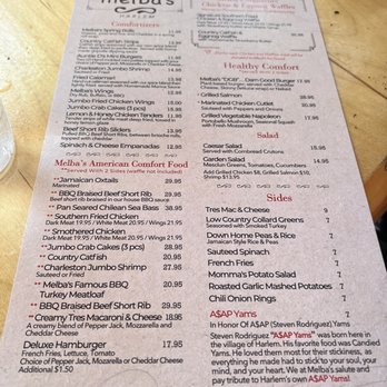 Melba's Restaurant - Menu - Southern Near Me - New York, New York