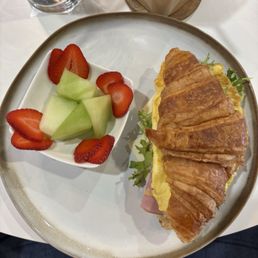 Breakfast croissant sandwich. Breakfast croissant sandwich.