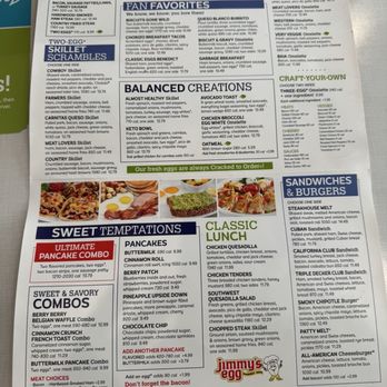 Jimmy's Egg - Menu from 02/15/2026. - Breakfast & Brunch Near Me - Amarillo, Texas