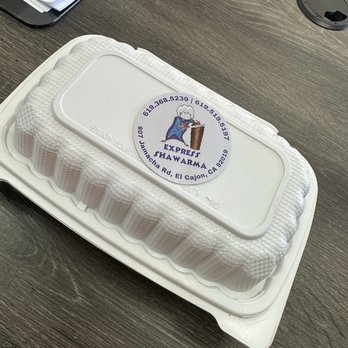 Express Shawarma - a plastic container on a table - Middle Eastern Near Me - El Cajon, California