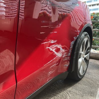 K W Auto Body - Airport - Damaged Red Tesla Model Y - Body Shops Near Me - Honolulu, Hawaii K W Auto Body - Airport - Damaged Red Tesla Model Y - Body Shops Near Me - Honolulu, Hawaii