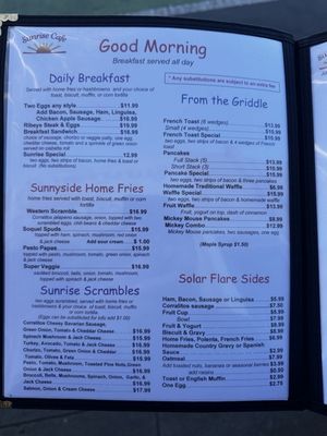 Menu photo 1 Sunrise Cafe Soquel, CA Menu photo 1 Sunrise Cafe Soquel, CA