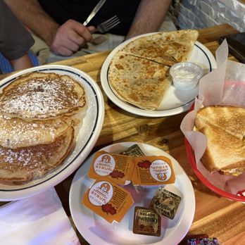 Cafe Illyria - Quesadilla and pancakes and egg/bacon sandwich - Sandwiches Near Me - Columbus, Ohio