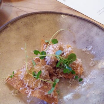 The Progress - Creamy morels on cracker - New American Near Me - San Francisco, California The Progress - Creamy morels on cracker - New American Near Me - San Francisco, California