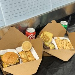 Smash Masters Smash Burger - Our cheeseburger egg roll and smash burger paired with our delicious fries