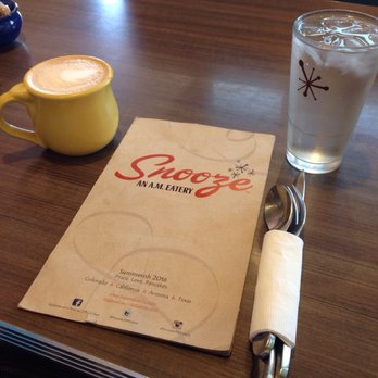 Snooze, an A.M. Eatery - clean and friendly environment gave me a nostalgic feel of the vintage mixed with modern look. Great salted caramel latte ... - Breakfast & Brunch Near Me - Gilbert, Arizona