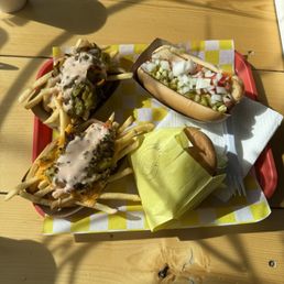 New Mexico fries x 2, Lucky Dog, Lucky Burger