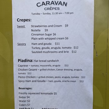 Caravan Crêpes - This is the menu - Creperies Near Me - Seattle, Washington