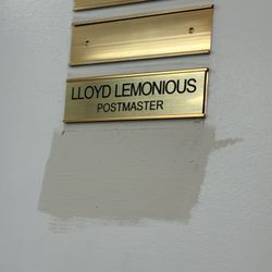 US Post Office - Name plate of the Short Hills post master.
