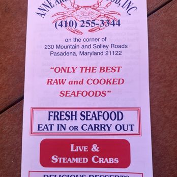 Anne Arundel Seafood - Picture of the menu - Seafood Near Me - Pasadena, Maryland Anne Arundel Seafood - Picture of the menu - Seafood Near Me - Pasadena, Maryland