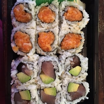 Tokyo Grill - Top - Spicy Salmon Crunch Roll, bottom - Tuna and Avocado Roll - Japanese Near Me - Lee's Summit, Missouri