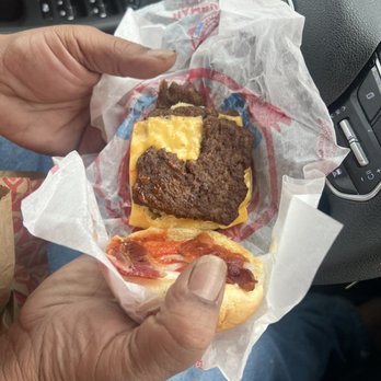 Wendy's - - Double Stack I went at 6:05 pm to buy and the hamburger was chopped into a piece and that's how the employee dispatched it - Burgers Near Me - West Springfield, Massachusetts Wendy's - - Double Stack I went at 6:05 pm to buy and the hamburger was chopped into a piece and that's how the employee dispatched it - Burgers Near Me - West Springfield, Massachusetts