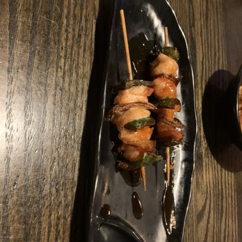 Sushi Masa - skewered shrimp on a black plate - Sushi Bars Near Me - Baton Rouge, Louisiana