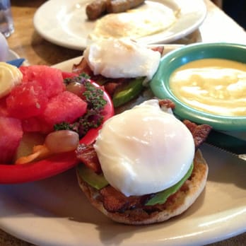 Egg Plantation - Plantation Benedict with Hollandaise on the side & bowl of fresh fruit - Breakfast & Brunch Near Me - Newhall, California Egg Plantation - Plantation Benedict with Hollandaise on the side & bowl of fresh fruit - Breakfast & Brunch Near Me - Newhall, California