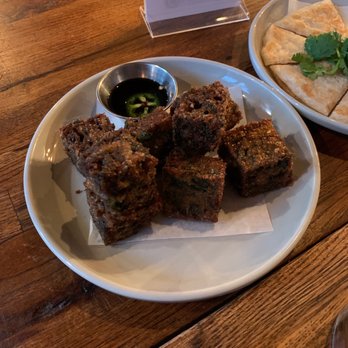 Mahaniyom - FRIED CHIVE CAKE (Vegan) - Cocktail Bars Near Me - Brookline, Massachusetts