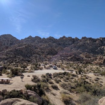 Indian Cove Campground - View from the rocks above site 88 and 89.  Looking towards site 90. - Campgrounds Near Me - Twentynine Palms, California