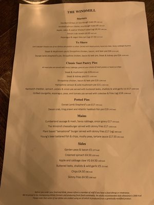 Menu photo 1 The Windmill London, XGL Menu photo 1 The Windmill London, XGL