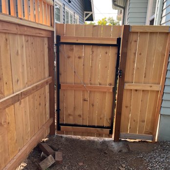 Rick's Custom Fencing & Decking - Gate installed by Allen & Andrew of Rick's Fencing. They knew I had dogs so did some adjustments around the perimeter. - Fences & Gates Near Me - Gresham, Oregon Rick's Custom Fencing & Decking - Gate installed by Allen & Andrew of Rick's Fencing. They knew I had dogs so did some adjustments around the perimeter. - Fences & Gates Near Me - Gresham, Oregon