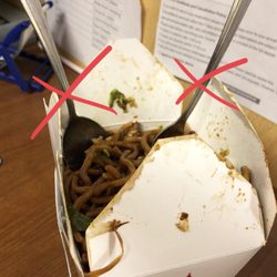 Chopsticks - You'd expect a Chinese restaurant named, "Chopsticks" would include chopsticks with their delivery orders!