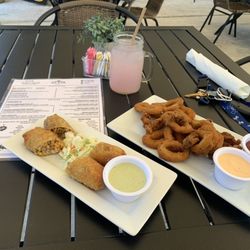 The Mason Jar Pub - Southwestern chicken egg rolls, pink lemonade  Fried calamari