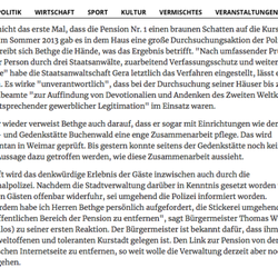 Pension Nr. 1 - Der Inhaber der Pension Nr. 1, Enrico Bethge verteidigt NS-Gedicht und leugnet, Hakenkreuzkekse verteilt zu haben. Zeitungsausschnitt OTZ