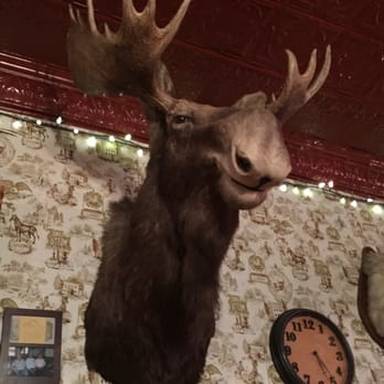 Pep's Bar & Lanes - a moose head mounted on a wall - Salad Near Me - Big Sandy, Montana Pep's Bar & Lanes - a moose head mounted on a wall - Salad Near Me - Big Sandy, Montana