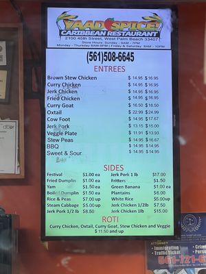 Menu photo 1 Yaad Spice Caribbean Restaurant West Palm Beach, FL Menu photo 1 Yaad Spice Caribbean Restaurant West Palm Beach, FL