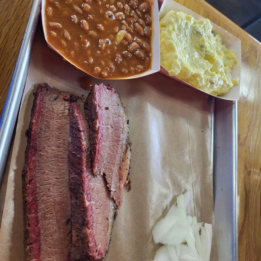 Alzer's BBQ - 1/3 lb Brisket (lean) with 2 Sides - Barbeque Near Me - Cedar Park, Texas Alzer's BBQ - 1/3 lb Brisket (lean) with 2 Sides - Barbeque Near Me - Cedar Park, Texas