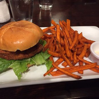 Sidetrack Bar + Grill - Chicken sandwich with sweet potato fries (normally comes with tomato as well, but I opted out) - American Near Me - Pleasanton, California Sidetrack Bar + Grill - Chicken sandwich with sweet potato fries (normally comes with tomato as well, but I opted out) - American Near Me - Pleasanton, California