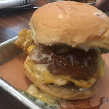 Little Donkey - Burger with Buffalo pickles, foie gras, onion soup mayo, jalapeno chips - Tapas/Small Plates Near Me - Cambridge, Massachusetts Little Donkey - Burger with Buffalo pickles, foie gras, onion soup mayo, jalapeno chips - Tapas/Small Plates Near Me - Cambridge, Massachusetts