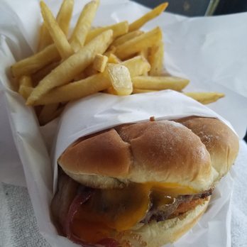 The Outpost Grill - Pete's cheese burger with bacon and fries. - Sandwiches Near Me - Long Beach, California The Outpost Grill - Pete's cheese burger with bacon and fries. - Sandwiches Near Me - Long Beach, California