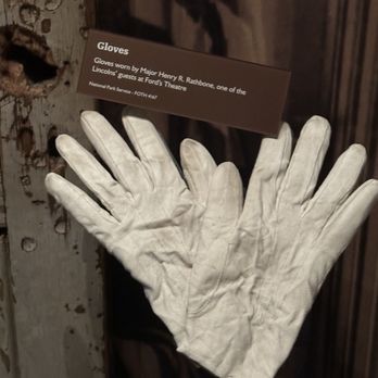 Ford's Theatre - The gloves worn by Major Rathbone,  who was in the box with his fiancée Clara and the Lincolns on the night of April 14. - Performing Arts Near Me - Washington, DC, District of Columbia