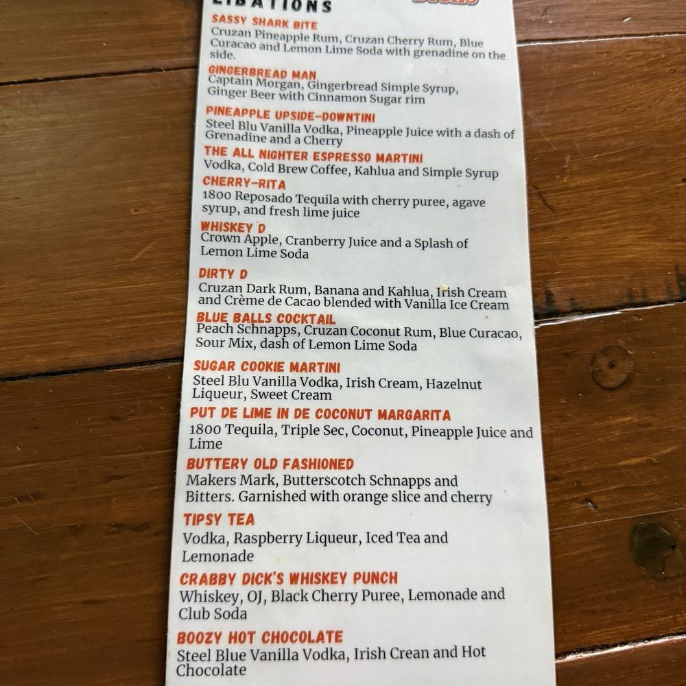 Crabby Dick’s - Drink menu - Seafood Near Me - Rehoboth beach, Delaware Crabby Dick’s - Drink menu - Seafood Near Me - Rehoboth beach, Delaware