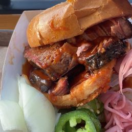 Sliced brisket sando $15 Sliced brisket sando $15
