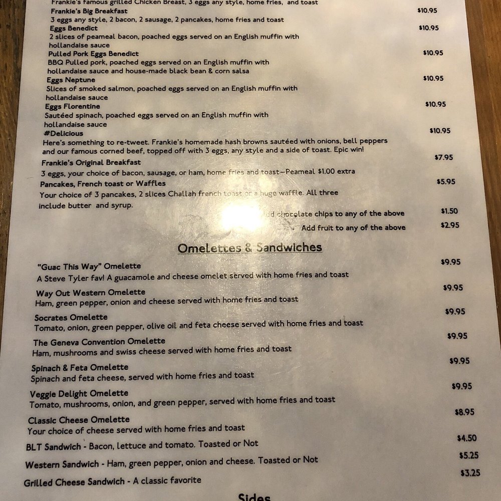 Frankie's - Breakfast menu - Breakfast & Brunch Near Me - Toronto, Ontario Frankie's - Breakfast menu - Breakfast & Brunch Near Me - Toronto, Ontario