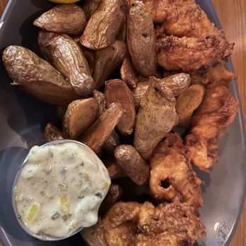 The Old Jailhouse - Fish and "chips" (fingerling potatoes) Homemade tartar!! - New American Near Me - Sanford, Florida The Old Jailhouse - Fish and "chips" (fingerling potatoes) Homemade tartar!! - New American Near Me - Sanford, Florida