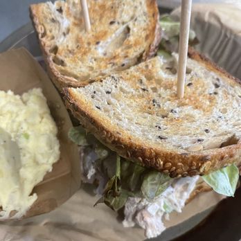 Aioli - Chicken Salad Sandwich with toasted bread and potato salad - Cafes Near Me - West Palm Beach, Florida