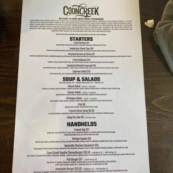 Coon Creek - Menu - Smokehouse Near Me - Ray, Michigan
