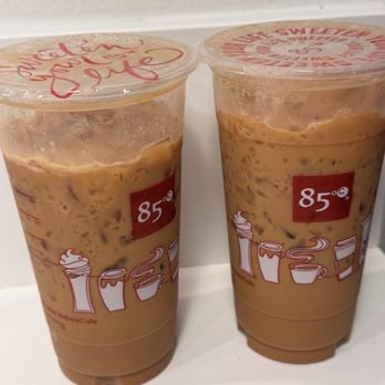 85°C Bakery Cafe-Henderson - Iced vietnamese coffee - Both drinks still sealed, and both clearly underfilled - Bakeries Near Me - Henderson, Nevada
