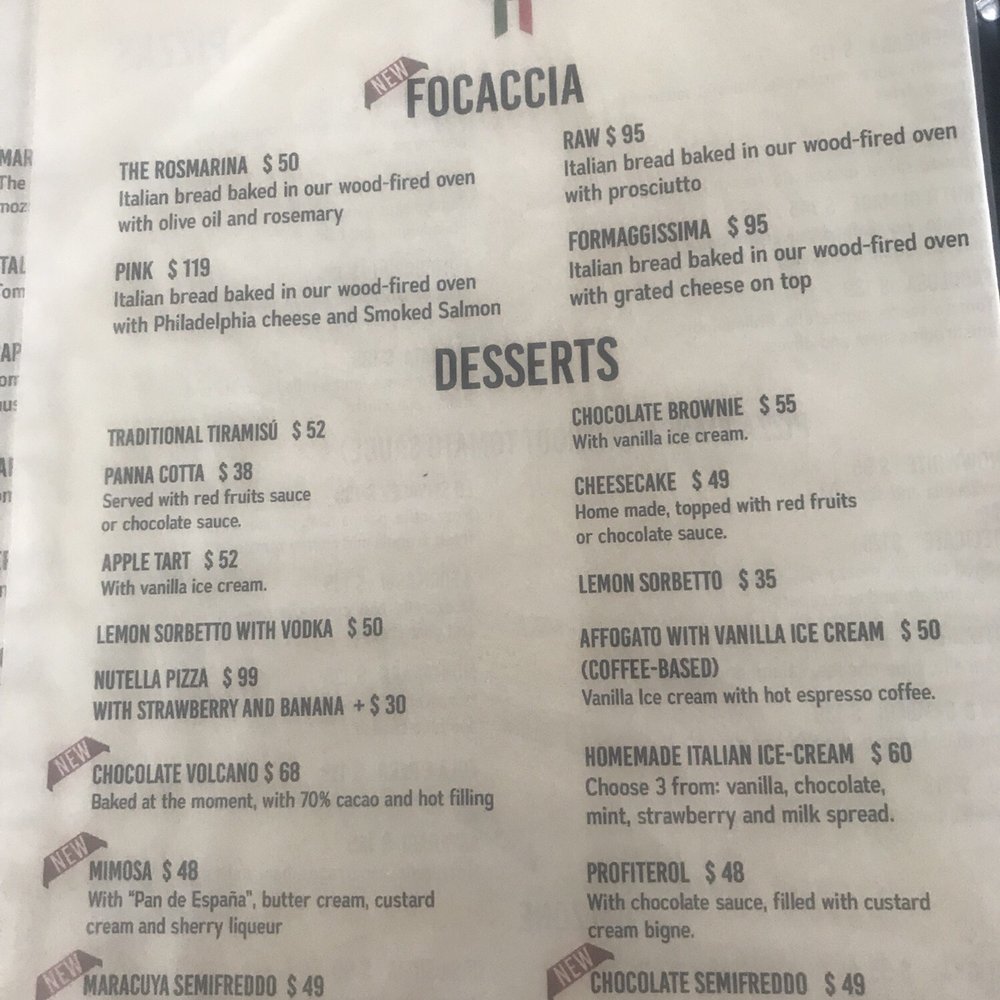 Menu - desserts Menu - desserts