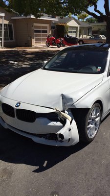 2016 BMW 3 Series Front End Repair - In these photos, our first time yelp customer came in to our shop with front end damage on his beloved BMW. Over the course of 5 business days, we restored his vehicle back to factory condition. When it comes to replacing parts, we only use and install OEM, meaning the parts come straight from the car brand’s factory. Our customer couldn’t be happier with the end result of not only his BMW, but the care and pride we took with handling all of his insurance paperwork. As always, we offer free estimates!